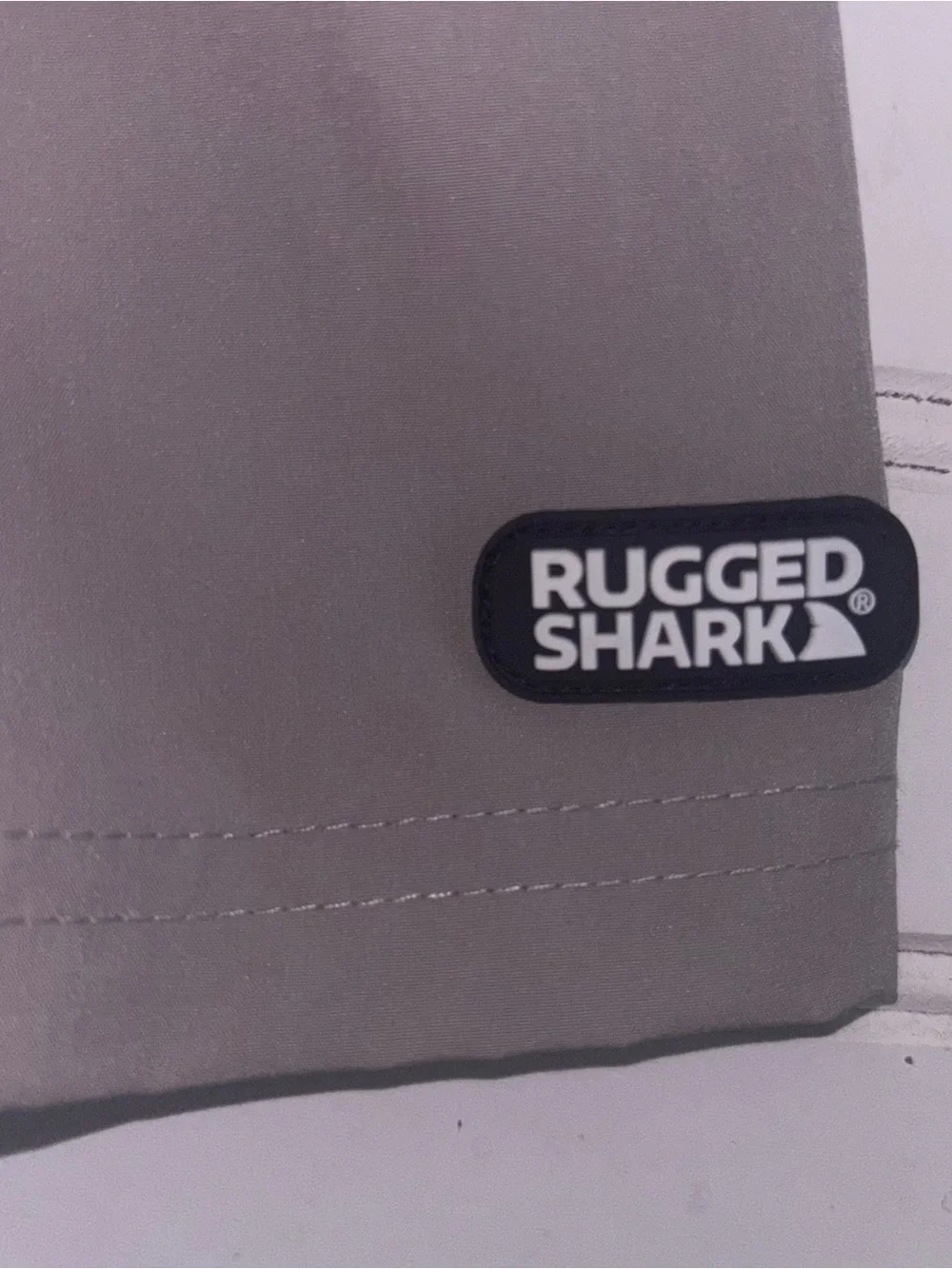 Rugged Shark Kids Gray Swim Trunks with Elastic Drawstring Waist Boys M (8)
